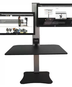 Victor Electric Dual Monitor Standing Desk, 23 in D, 28 in W, Black, Aluminum