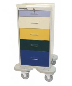 Lakeside Medical Mini Tower, 5 Drawers w/Key Lock, Gray Cabinet