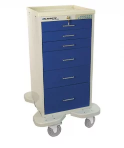 Lakeside Medical Mini Tower, 6 Drawers w/Electronic Lock, Blue Cabinet