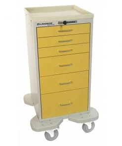 Lakeside Medical Mini Tower, 6 Drawers w/Push Button Lock, Yellow Cabinet