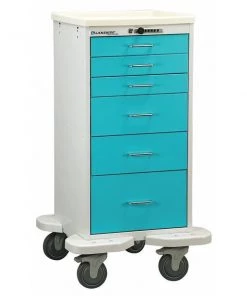 Lakeside Medical Mini Tower, 6 Drawers w/Push Button Lock, Teal Cabinet