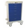 Lakeside Medical Cart, 6 Drawers w/Push Button Lock, Blue Cabinet