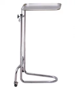 Lakeside Dual Post Mayo Stand, Silver Cabinet, Overall 34"H