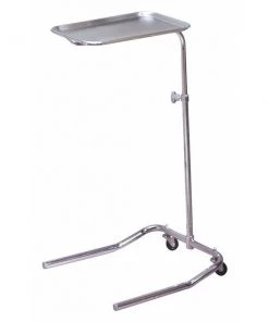 Lakeside Single Post Mayo Stand, Silver Cabinet, Overall 32"H