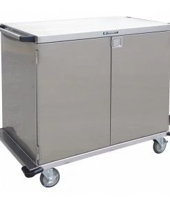 Lakeside Closed Stainless Steel Case Cart, Two Doors, Wire Shelf 36"W, 39"OAH
