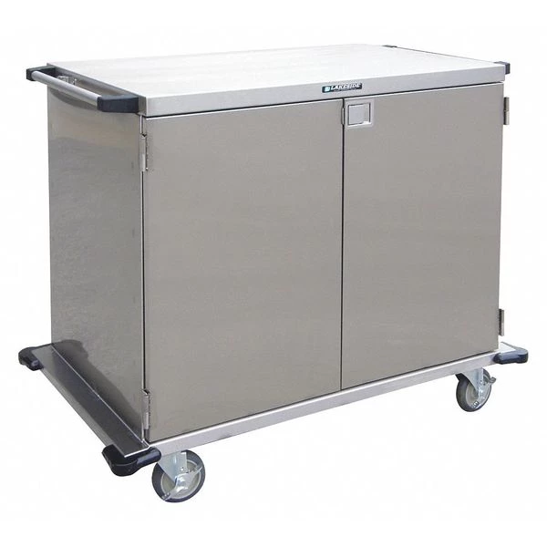 Lakeside Closed Stainless Steel Case Cart, Two Doors, Wire Shelf 36"W, 39"OAH