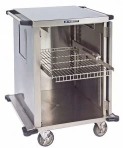Lakeside Closed Stainless Steel Case Cart, One Door, Wire Shelf 18"W, 39"OAH