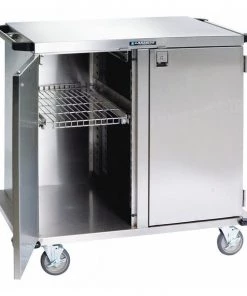 Lakeside Closed Stainless Steel Case Cart, Two Doors, Wire Shelf 13-1/2"W, 39"OAH