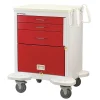 Lakeside Medical Cart, 3 Drawers w/12" Panel, Breakaway Lock, Red Cabinet