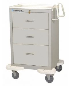 Lakeside Medical Cart, 3 Drawers w/Key Lock-Gray Cabinet
