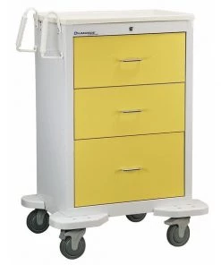 Lakeside Medical Cart, 3 Drawers w/Key Lock, Yellow Cabinet