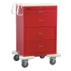 Lakeside Medical Cart, 4 Drawers w/Key Lock, Red Cabinet