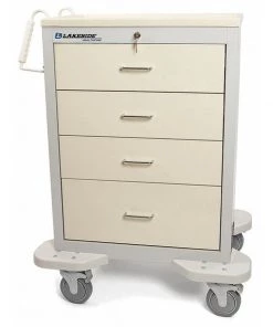 Lakeside Medical Cart, 4 Drawers w/Key Lock, Beige Cabinet