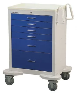 Lakeside Medical Cart, 6 Drawers w/Key Lock, Blue Cabinet