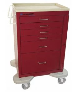 Lakeside Medical Cart, 6 Drawers, Red Cabinet