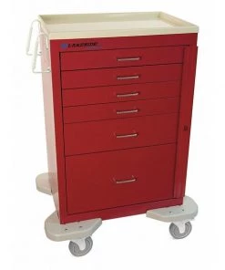 Lakeside Medical Cart, 6 Drawers w/Breakaway Lock, Red Cabinet