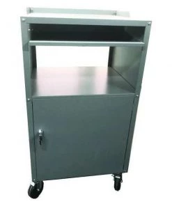 Zoro Select Mobile Computer Cabinet, Gray, PC, Steel