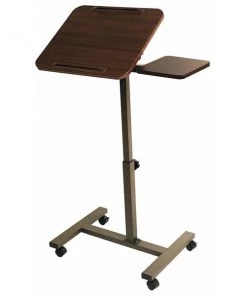 Zoro Select Adjustable Desk, 16" D, 26" W, 27.5" to 40" H, Walnut, Medium Density Fiberboard