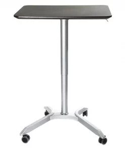 Zoro Select Adjustable Desk, 19.6" D, 28.1" W, 27.1" to 41.9" H, Espresso, Medium Density Fiberboard