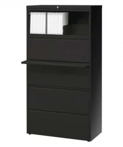 Hirsh 30" W 5 Drawer Lateral File Cabinet, Black, Letter