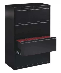 Hirsh 4 Drawer File Cabinet, Black, A4/Legal/Letter
