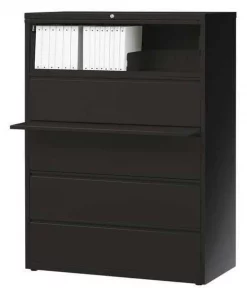 Hirsh 42" W 5 Drawer Lateral File Cabinet, Black, Letter