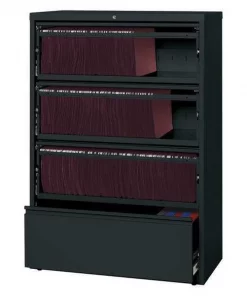Hirsh 36" W 5 Drawer File Cabinet, Black, Letter