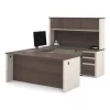 Bestar U Shaped Desk, 92.6" D, 71.1" W, 66.8" H, White/Chocolate, Melamine