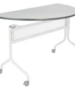 Safco Half Round Training Tabletop, 48 X 24 X 1, Furniture Grade Particleboard Top, Grey