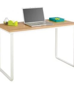 Safco Standing Desk, Beech/White, Laminated Wood