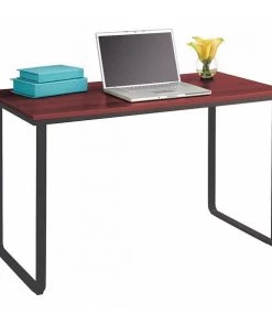 Safco Standing Desk, Cherry/Black, Laminated Wood