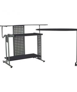 Comfort Products L Shaped Desk, 31" D, 47" W, 35" H, Black/Gray, PVC