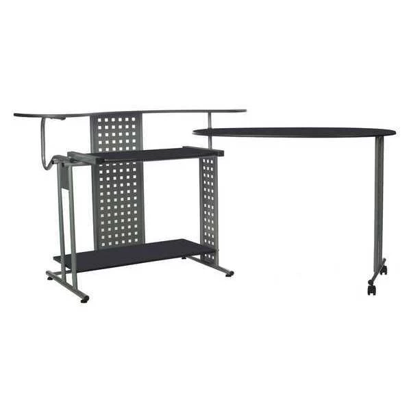 Comfort Products L Shaped Desk, 31" D, 47" W, 35" H, Black/Gray, PVC