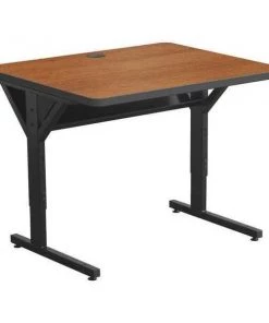 Balt Rectangle Training Table, 36" X 25.5" to 33.5", High Pressure Laminate Top, Amber Cherry