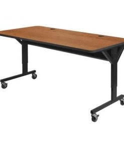 Balt Rectangle Training Table, 60" X 25.5" to 33.5", High Pressure Laminate Top, Amber Cherry