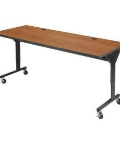 Balt Rectangle Mobile Training Table, 72 in X 26 in to 34 in, High Pressure Laminate Top, Amber Cherry