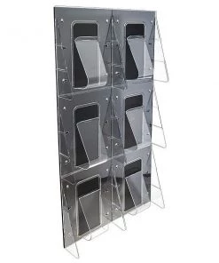 Deflecto Magazine Holder, 6 Compartments, Clear