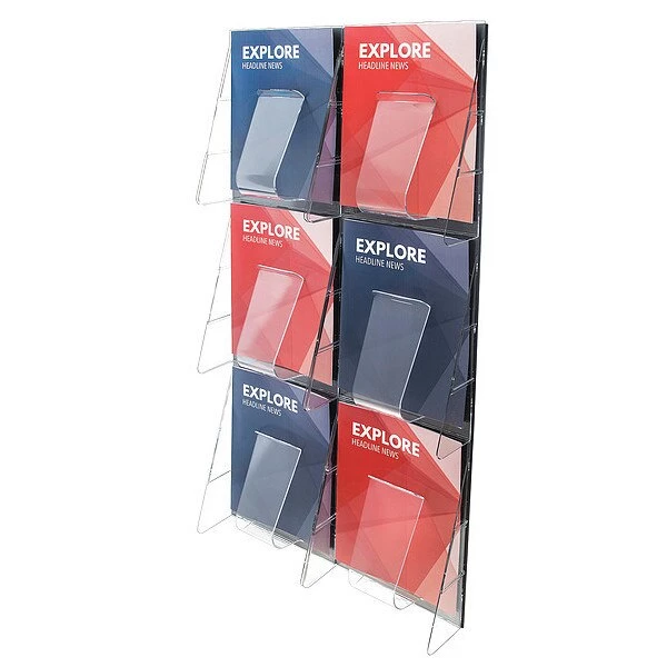 Deflecto Magazine Holder, 6 Compartments, Clear - Image 2