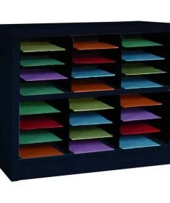 Zoro Select Horizontal Literature Organizer 24 Compartments, Black