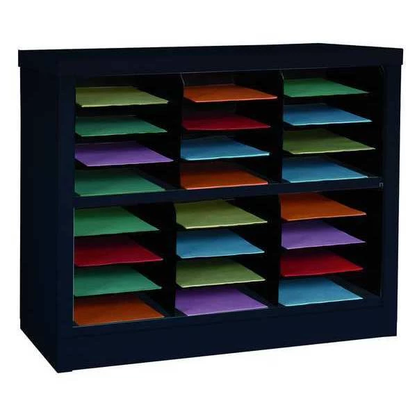 Zoro Select Horizontal Literature Organizer 24 Compartments, Black