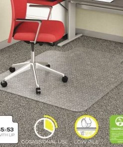 Deflecto Chair Mat 45"x53", Traditional Lip Shape, Clear, for Carpet