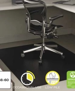 Deflecto Chair Mat 46"x60", Rectangular Shape, Black, for Carpet