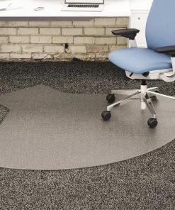 Deflecto Chair Mat 60"x66", Workstation Shape, Clear, for Carpet