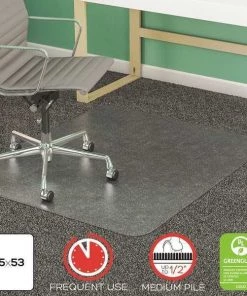 Deflecto Chair Mat 45"x53", Rectangular Shape, Clear, for Carpet, Thickness: 1/2"