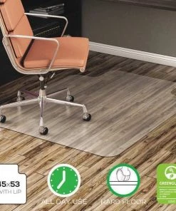 Deflecto Chair Mat 45x53", Traditional Lip Shape, Clear, for Hard Floor