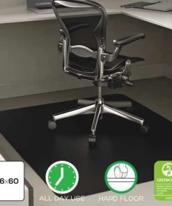 Deflecto Chair Mat 45"x53", Rectangular Shape, Black, for Hard Floor