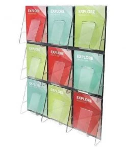 Deflecto Literature Holder, Wall-Mount, 9/Piece, Clr