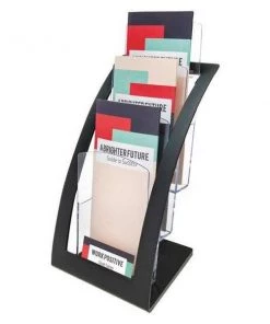 Deflecto Leaflet Holder, 3 Tier, Black
