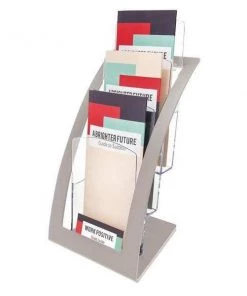 Deflecto Leaflet Holder, 3 Tier, Silver