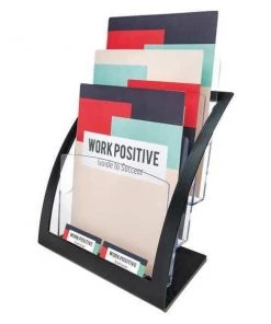 Deflecto Magazine Holder, 3 Tier, Black